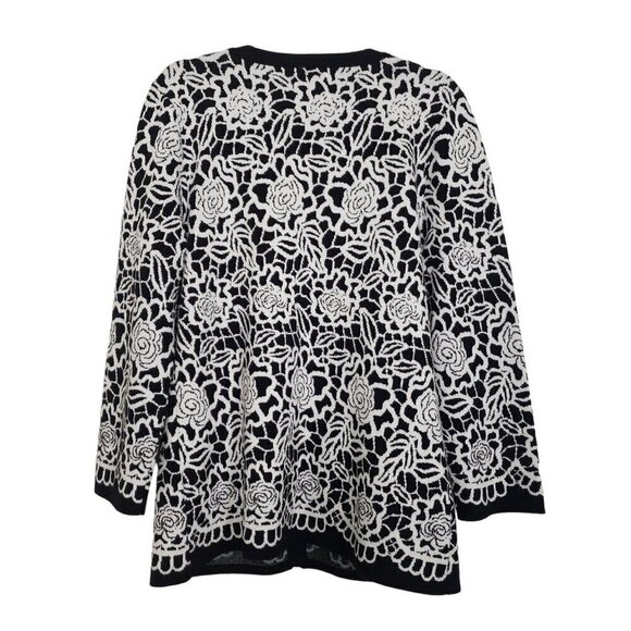 Karl Lagerfeld Floral Cardigan 3/4 Sleeves Knit Sweater Womens Size Medium - Picture 8 of 13